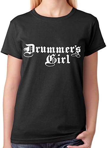 FairyStore Women's Drummers Wife Drummers Daughter Cool Shirt For Women Large Black