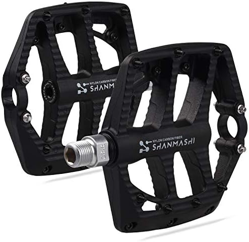 MTB Bike Pedals Nylon Carbon Fiber Lightweight BMX Mountain Bike Pedal with High-Strength Non-Slip Outdoor Sports Bicycle Flat Platform Pedals