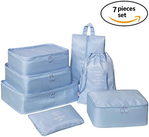 Honmax 7 Set Packing Cubes with Shoes Bag - Premium Travel Luggage Organizer