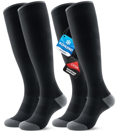PULIOU Compression Stockings for Men and Women, 2 Pairs, 20-30 mmhg Circulation, Breathable Support Stockings, Compression Socks for Sports, Flight, Standing Occupations