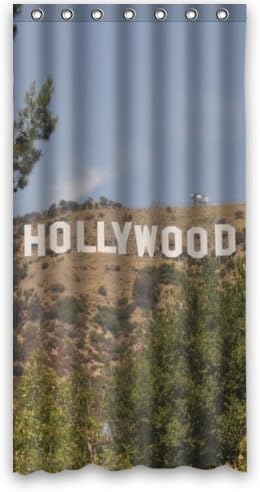 Custom Popular Design Hollywood Sign Waterproof Polyester Fabric Bathroom Shower Curtain 36" x 72"