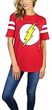 Hybrid DC Comics Womens Flash Varsity Football Tee Red Heather
