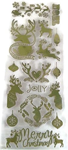 Gold Reindeer Christmas Stickers - 12In Tall | Santa Clause | Holiday | Scrapbooking