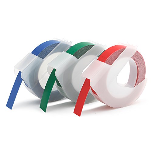 Wonfoucs Replace DYMO 3D Plastic Embossing Label Tape Compatible with DYMO Organizer Xpress Label Maker, Red/Blue/Green, 3/8 Inch, 3 Combo Rolls - Thumbnail 6