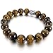 INBLUE Women,Men's 10mm Alloy Energy Bracelet Link Wrist Energy Stone Brown Silver Tone Buddha Mala Bead