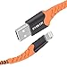 EVISTR Lightning Cable MFi Certified - 2 Pack 6FT Charging Cord Compatible for iPhone 11, X, Xs, XR, 8, 7, 6, iPad, Nylon Braid Sync Data Fast USB Charger (Orange, 6FT+6FT)