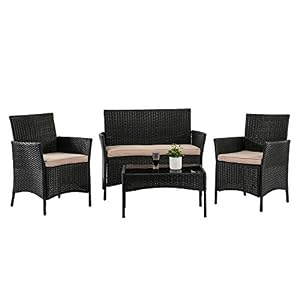 Her Majesty Outdoor Wicker Chair Patio Bistro Rattan Furniture Wicker Conversation Modern Bistro Set with Coffee Table…