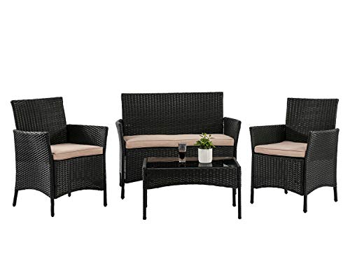 Her Majesty Outdoor Wicker Chair Patio Bistro Rattan Furniture Wicker Conversation Modern Bistro Set with Coffee Table…