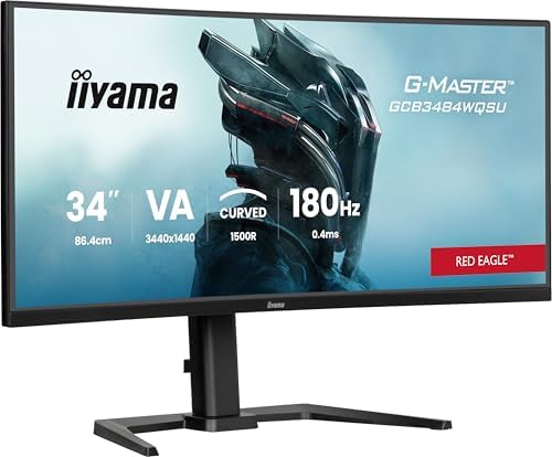 G-Master Red Eagle GCB3484WQSU-B1 Curved 1500R 86.4cm 34“ VA LED Gaming Monitor UWQHD HDMI DP USB3.2 USB-C 0.4ms 180Hz HDR400 FreeSync Premium Pip/PBP Höhenverstellung schwarz