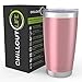 CHILLOUT LIFE 20 oz Stainless Steel Tumbler with Lid & Gift Box | Double Wall Vacuum Insulated Travel Coffee Mug with Splash Proof Slid Lid | Insulated Cup for Hot & Cold Drinks, Rose Gold Tumbler