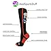 Crazy Socks with Laser Skull and Crossbones Over the Calf Socks (Black/Red, Small)