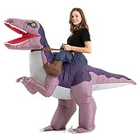 Hsctek Inflatable Velociraptor Costume Adults, Halloween Inflatable Dinosaur Costume for Adults, Blow Up Dinosaur Costume for Women Men