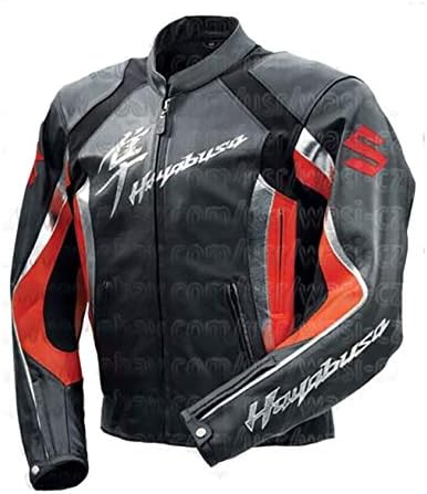 Suzuki Hayabusa Motorbike Motorcycle Racing Leather Jacket (3XL)