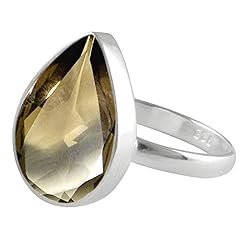 SURYAGEMS Natural Faceted Pear Shape Stone Smoky