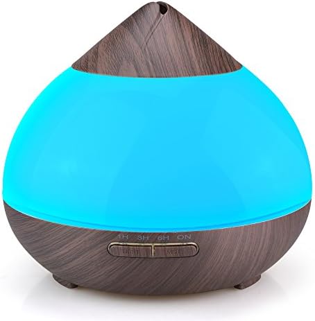 Essential Oil Diffsuer,300ml Air Diffusers for Essential Oils Wood Grain Ultrasonic Aromatherapy Diffuser Humidifier with Lovely Design 7 Color Soothing Light Adjustable Mist Output for Home Baby Room