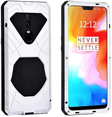 One Plus 6 Case, [Vowor] Military Shockproof Heavy Duty Armor Rugged Tough Slim Outdoor Sport Case Hybrid Metal Aluminum and Soft Silicone Ultimate Protective Cover for Oneplus 6 (Silver, oneplus 6)