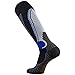 Pure Athlete High Performance Wool Ski Socks - Thermal Warm Merino Wool OTC Sock, Men Women (1 Pair - Black/Grey/Blue, Large)