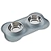 Airisland Stainless Steel Dog Bowl Cat Feeding Station with No Spill No Skid Gray Silicone Mat 24oz Pet Feeder Puppy dishes for Small and Medium Dogs Cats and Pets
