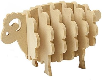 Fivebop Wooden Decorative Novelty Sheep Shape Table Cup Drink Coasters ,Pack of 6