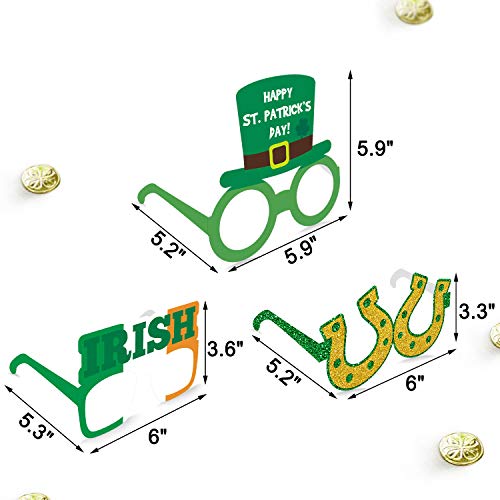 12 PCS St.Patrick's Day Eyeglasses Green Shamrock Beer Irish Lucky Leprechaun Hat Photo Props Glitter Eyewear Party Ideas Decoration - Thumbnail 2