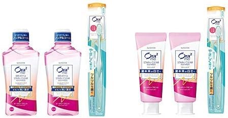 Amazon セット買い Ora2 オーラツー ミーマウスウォッシュ ステインクリア 洗口液 ピーチリーフミント 2個 ハブラシ付き 医薬部外品 Ora2 オーラツー ミー ステインクリア 歯みがき ピーチリーフミント ホワイトニング 130g 2個 ハブラシつき Amazon