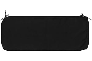 FUNHOME Outdoor Bench Cushion Cover 45 x18 x 3 inch,Water Resistant Cover with Zipper&Ties,Fade-Resistant Slipcover,Patio Porch Swing Cushion Cover Replacement Only,No Insert(Black)