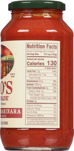 RAO’S HOMEMADE TOMATO SAUCE, 24 OZ, PASTA SAUCE, CARB CONSCIOUS, KETO FRIENDLY, ALL NATURAL, PREMIUM QUALITY, NO ONIONS OR GARLIC, WITH ITALIAN TOMATOES & OLIVE OIL, 1.5 POUND (PACK OF 1)