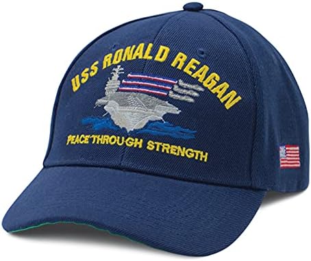 Ronald Reagan USS CVN 76 Commissioning Baseball Cap with Gold Leaf