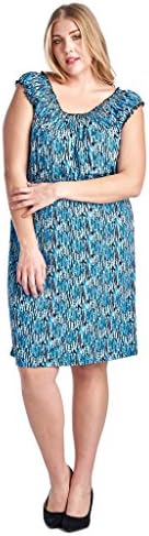 Marcelle Margaux Plus Scoop Neck Smocked Peasant Dress 4X Royal Blue 1