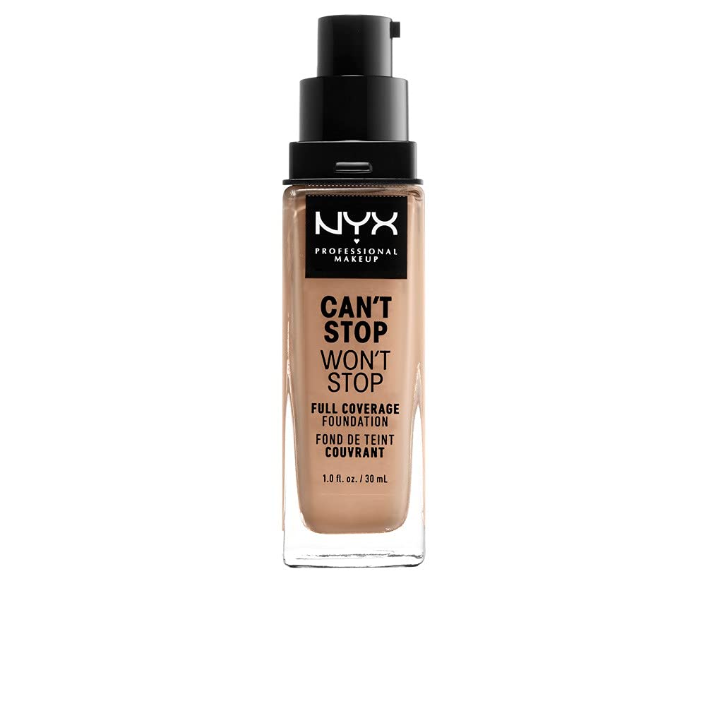 NYX Professional Makeup Can't Stop Won't Stop Full Coverage Foundation, Long Lasting, Waterproof, Vegan Formula, Matte Finish, Shade: Medium buff