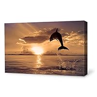 Canvas Wall Art Lovely Dolphin Canvas Prints Home Artwork Decoration for Living Room,Bedroom - 12x18 inches