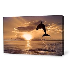Canvas Wall Art Lovely Dolphin Canvas Prints Home Artwork Decoration for Living Room,Bedroom - 12x18 inches