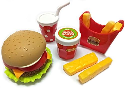 Burger Fries Kid Pretend Play Food Assortment Toy Set