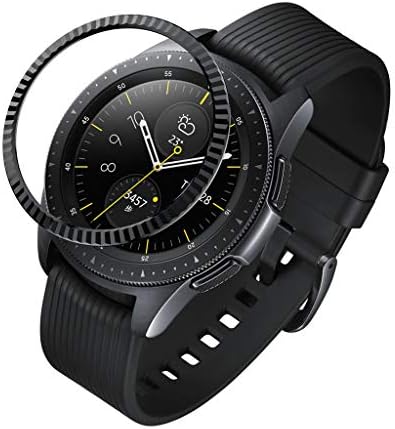 Xiaohua Ganenn Cool Stripe Shining Shape Stainless Steel No Scratches Sport Bezel Ring Adhesive Cover Slim Anti Scratch Metal for Samsung Galaxy Watch/Galaxy Gear S3 42MM 46MM