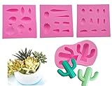 Efivs Arts Succulent Flower Plants Silicone Fondant Molds Sets of 4