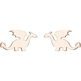 Cute Dinosaurs Earrings Stud for Women Girls Men 925 Sterling Silver Hypoallergenic Tiny Dragon Brontosaurus Animal Cartilage Tragus Polished Fashion Punk Jewelry Dainty Gifts for Friends