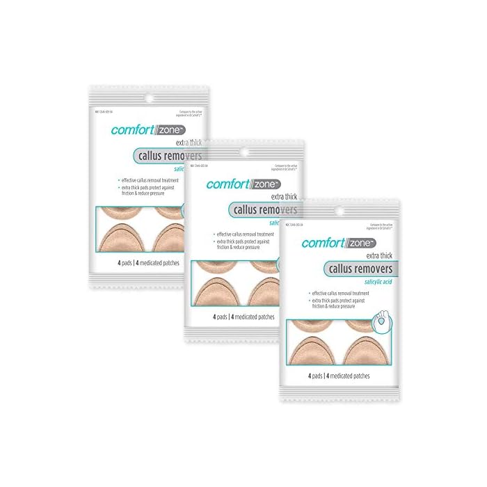 Comfort Zone Extra Thick Callus Remover, Effectively Removes Calluses and Protects Against Friction, 4 Count (Pack of 3)