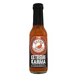 Extreme Karma | Featured on Hot Ones! | Extra Hot With A Savory-Sweet Tang | Bhut Jolokia, Trinidad, Moruga Scorp | No Preservatives, No Extracts, Vegan | Made In Finger Lakes, USA | 5 fl. oz bottle ...