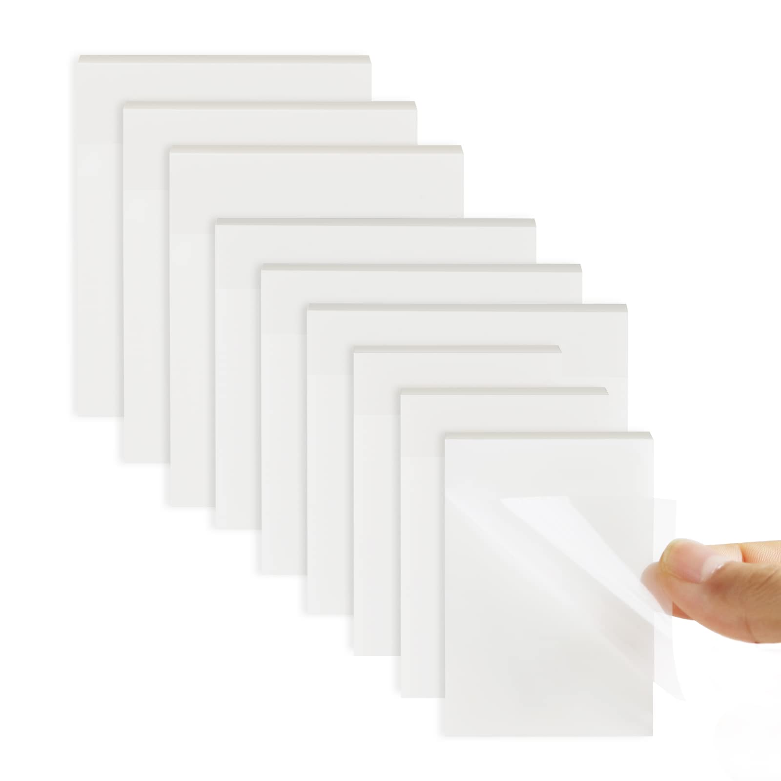 Vicloon Transparent Sticky Notes, 450Pcs Self-Stick Note Pads 3 Sizes Clear Sticky Tabs Reminder Notes for Learning, School, Home and Office(7.5 * 7.5cm, 7.5 * 5cm, 9.5 * 7cm)