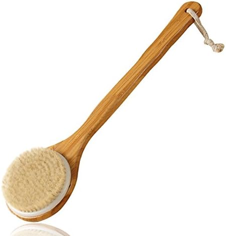 Bath Dry Skin Body Brush-Improves Skin's Health And Beauty - Cellulite Treatment,Improves Lymphatic Functions, Stimulates Blood Circulation With Long Wooden Handle for Cellulite &amp; Exfoliating by Aneky