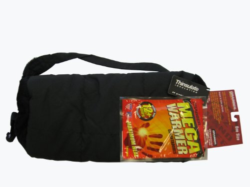 Grabber Cozy Hand Muff, Soft Velboa Fleece with shoulder Strap and Inner Warming Pocket, Black