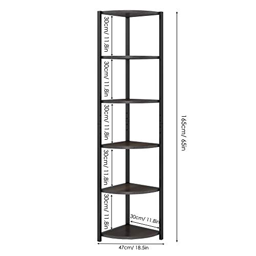 HOMECHO 6 Tier Corner Shelf, Industrial Corner Bookcase Small Display