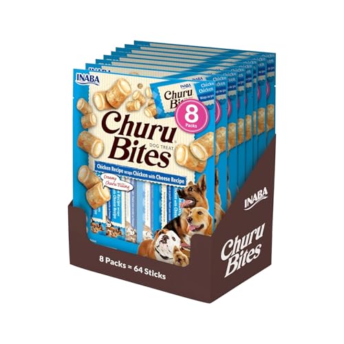 Churu Sticks van INABA Dog Treat - Kip & Zalm Smaak 12 Pack (48 x 14 g totaal) / Zachte & romige hondentraktatie, heerlijke & gezonde snack, voedseltopper, pilassist