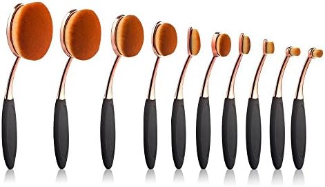 Makeup Brush Set, Professional 10 Pieces Oval Makeup Brush Soft Toothbrush Shaped Design For Foundation, Concealer, BB cream, Powder