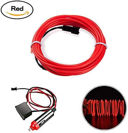 HopeU5® 5M Car 12V LED Cold lights Flexible Neon EL Wire Auto Lamps on Car Cold Light Strips Line Interior Decoration Strips lamps-Red