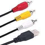 USB to RCA Cable, NEORTX 1.5m USB Male to 3 RCA Male Jack Splitter Audio Video AV Composite Adapter Cord Cable