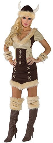 Underwraps Womens Suede Look Viking Queen Theme Party Fancy Halloween Costume
