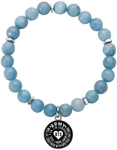 Army will be together with BTS Till The End - Bracelet - Circle Charm - V2 (Black) (Blue Stone - Circle Charm)
