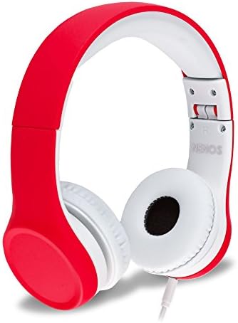 Nenos Children Headphones Kids Headphones Children's Headphones Over Ear Headphones Kids Computer Volume Limited Headphones for Kids Foldable (Red)