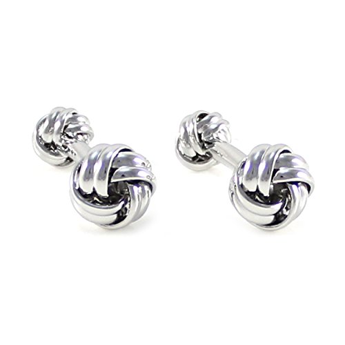 MENDEPOT Classic Silver Tone Knot Cufflinks with Box